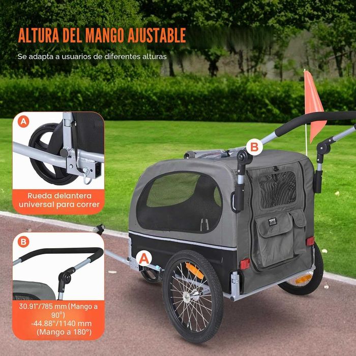 Reboque para Cão VEVOR 2 em 1 Bicicleta/Carrinho - NOVO