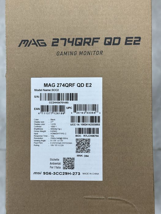 Монітор 27" MSI MAG 274QRF-QD E2