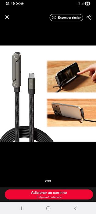 Novo _Cabo dobrável de carregamento rápido 240w com suporte integrado