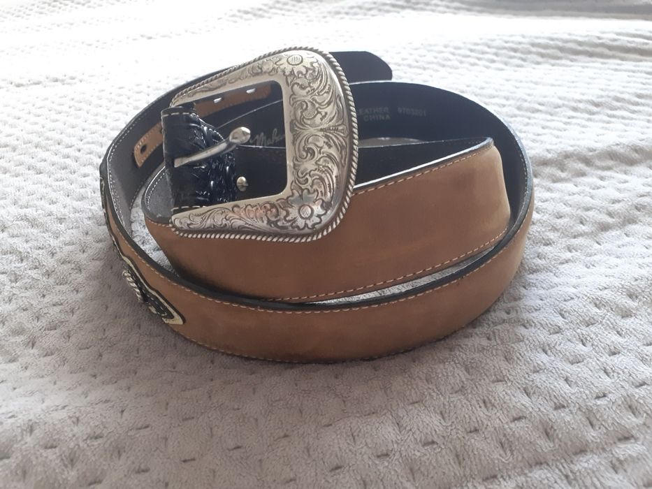 Skórzany pas do spodni Larry Mahan 114/124 myśliwski kowbojski