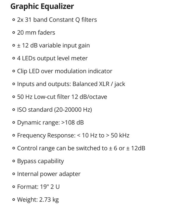 Gráfico Equalizador DBX