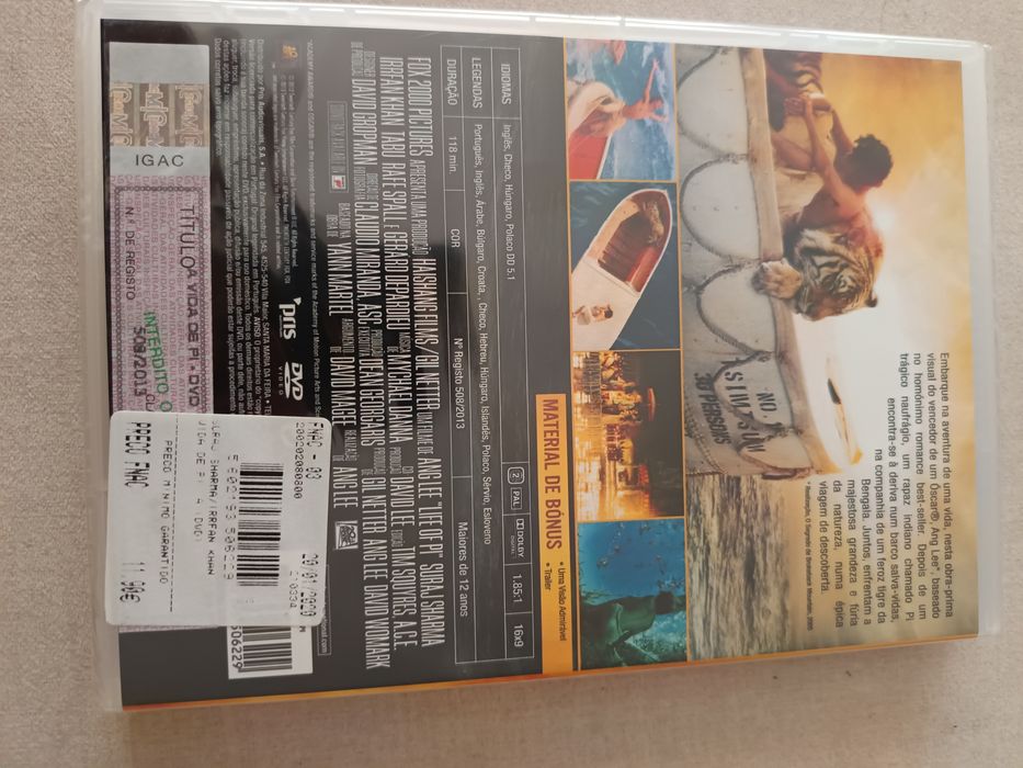 DVD a vida de pi -novo plastificado