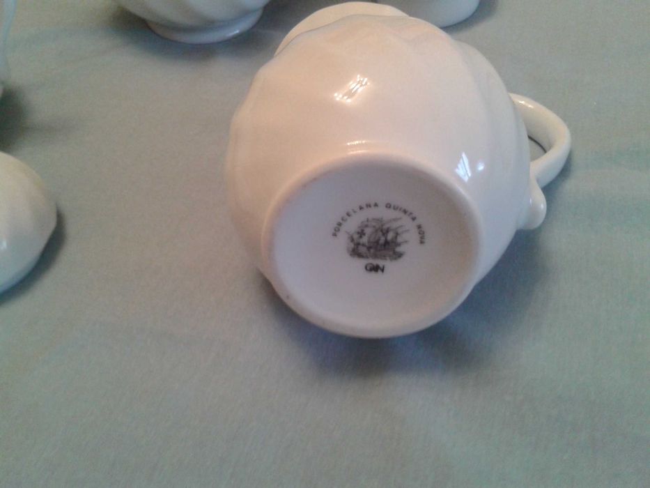 3 PEÇAS serviço de chá, porcelana branca Quinta Nova +1 lembrança