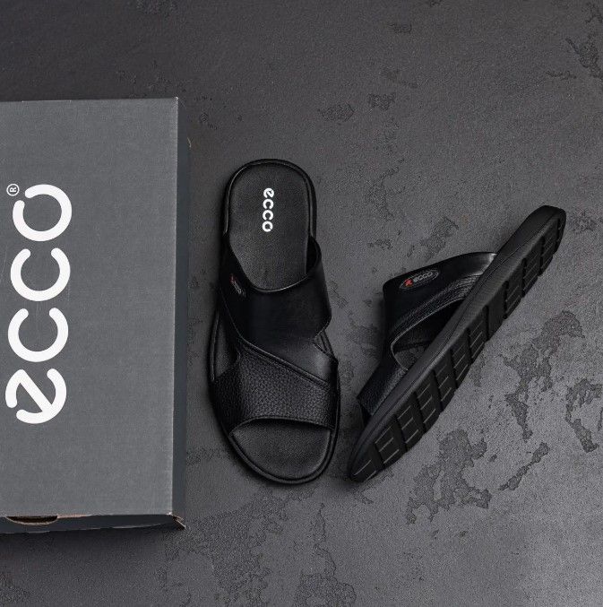 Кожаные мужские шлепанцы Ecco, летние шлепки натуральная кожа