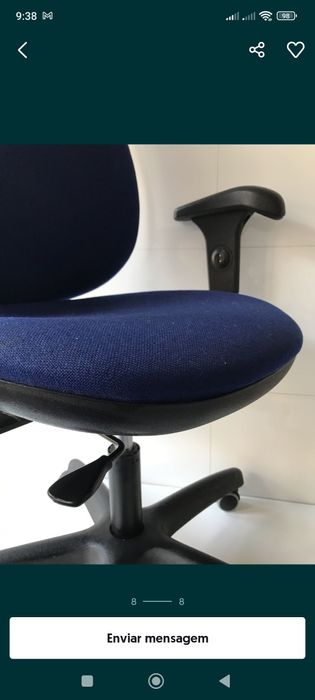 Cadeiras giratórias ajustáveis para secretária preta e azul