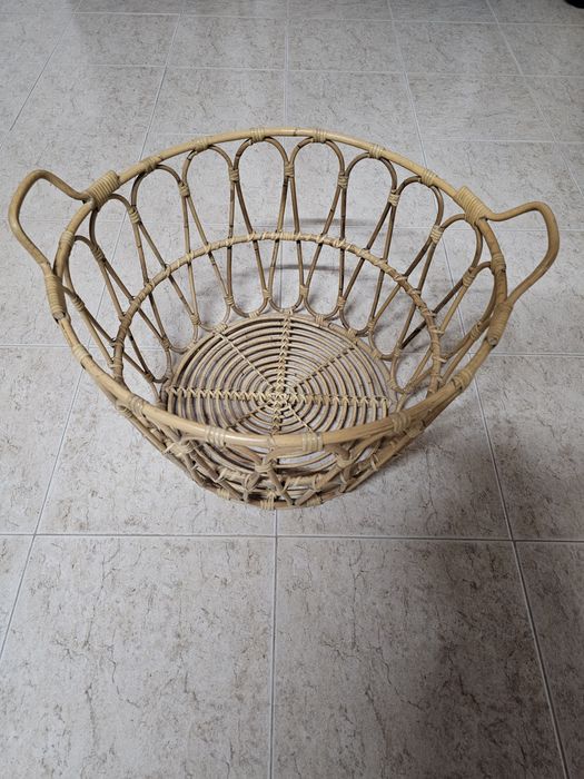 Cesto em verga natural com pega dupla