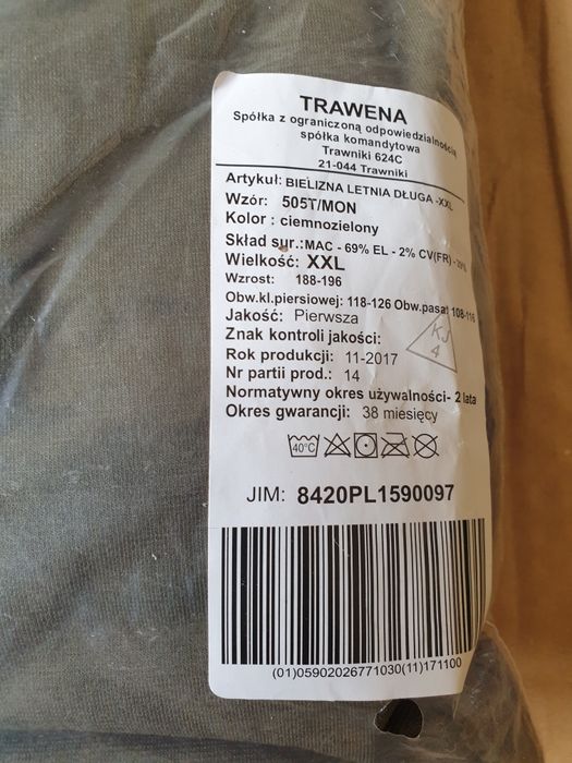 Bielizna letnia długa kolor khaki