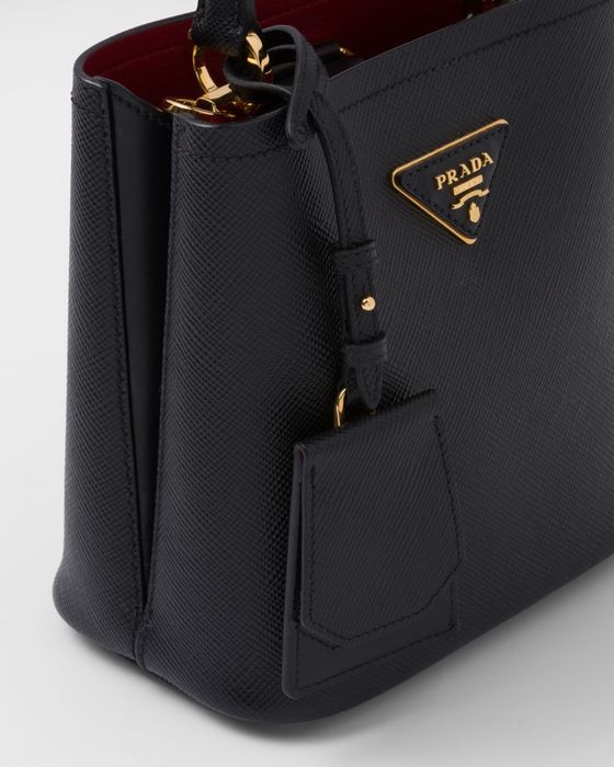 Mala Mini Prada Black Saffiano Leather Red