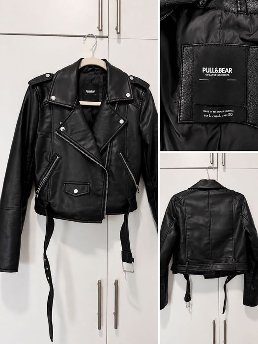 PULL&BEAR kurtka ramoneska czarna, rozmiar L