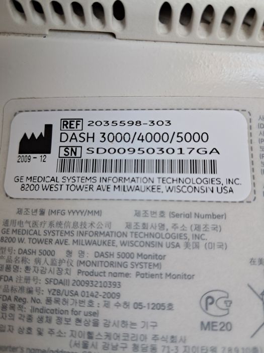 GE Dash 5000 Kardiomonitor pacjenta