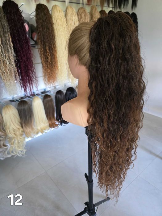 Kucyk doczepiany Falowany Arielka 70cm. Kolor czekoladowy blond z pojaśnioną końcówką. włos bioproteinowy-termiczny. Jakość premium!