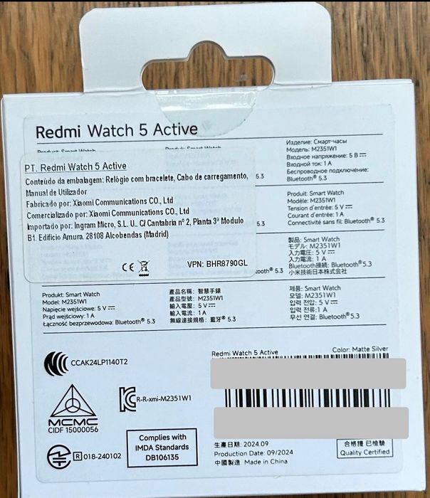 Smartwatch Xiaomi Redmi Watch 5 Active Prateado- novo, 2 anos garantia