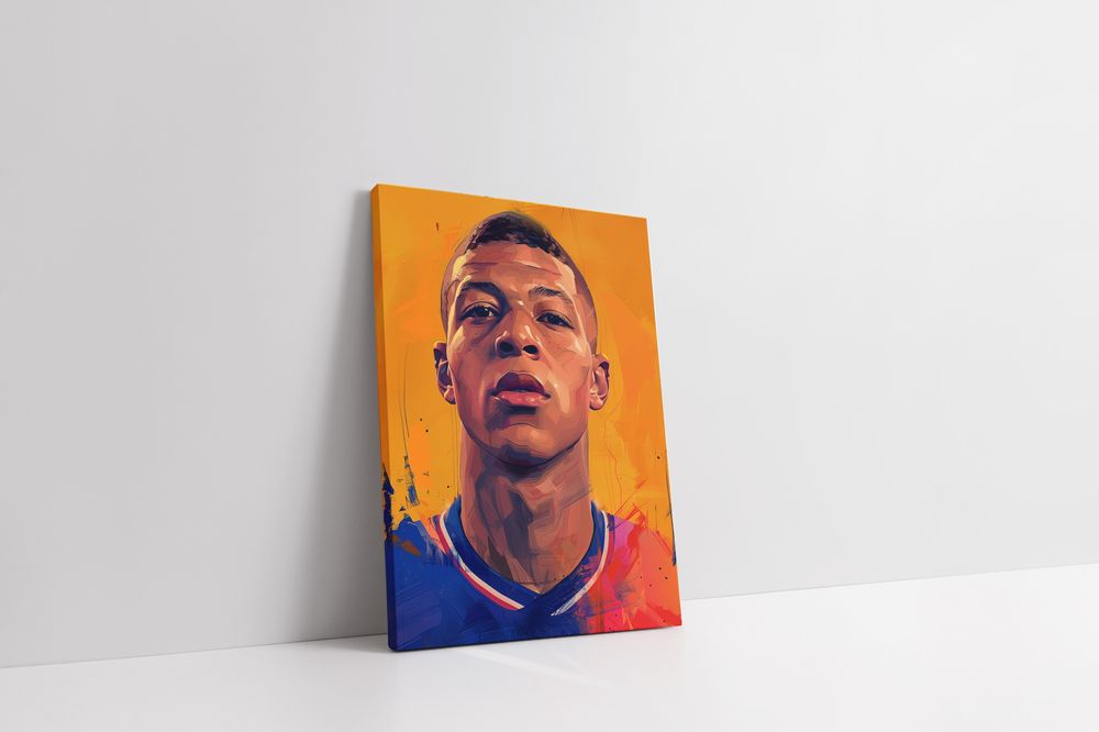 Nowoczesny Portret Kylian Mbappé na płótnie 75x100 cm