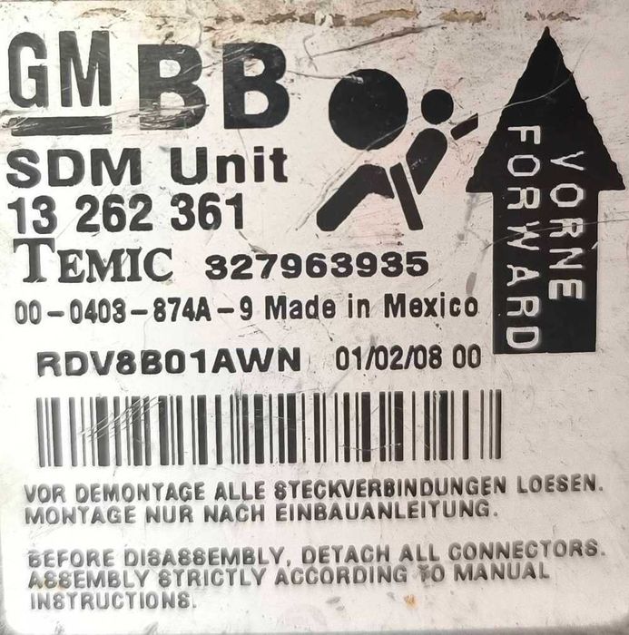 Centralina Airbag 13262361 - OPEL CORSA D