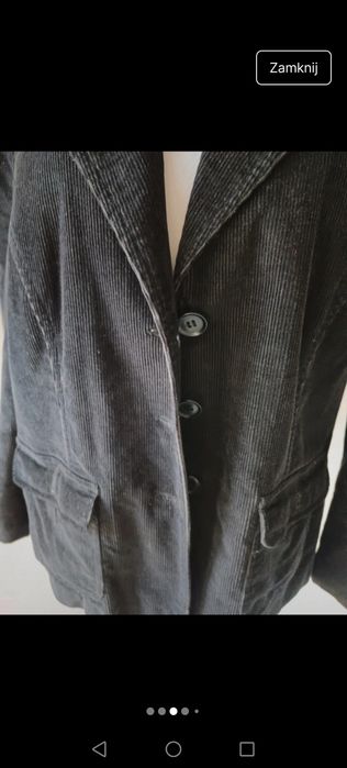 Kurtka sztruksowa wiatrówka czarna zapinana na guziki retro Basic