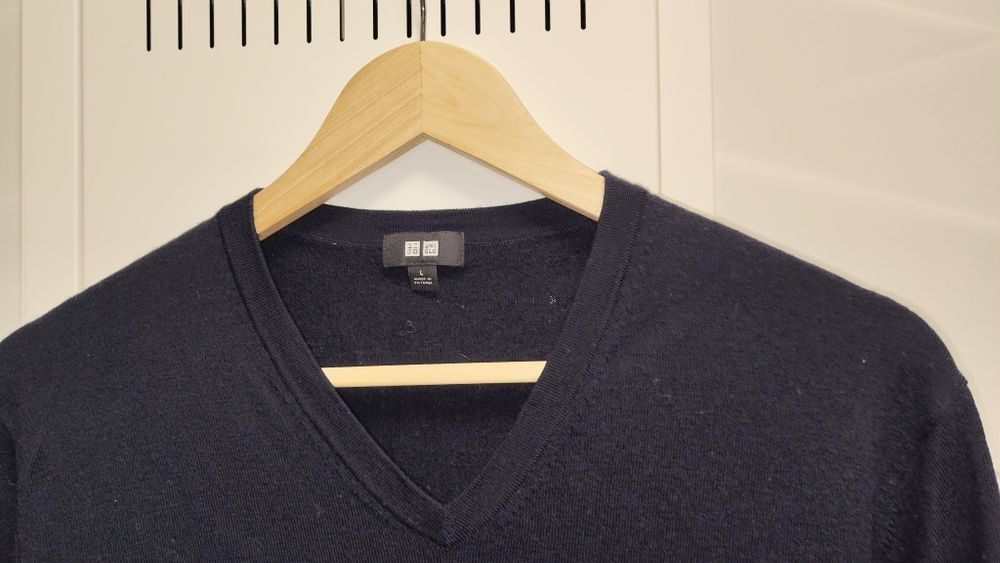 Sweter Uniqlo r. L granatowy 100% wełna