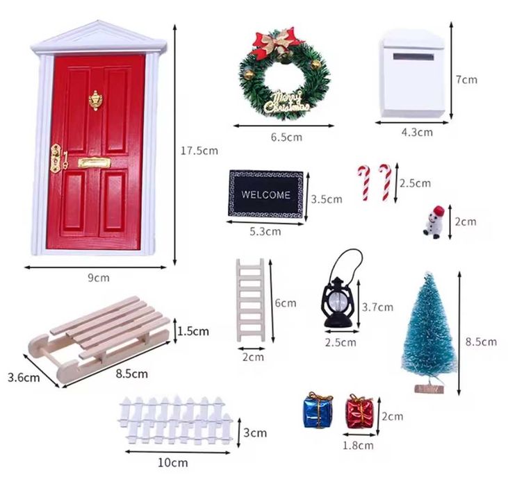 Świąteczny Zestaw Drzwi Elfa - Element Dekoracji Bożonarodzeniowej