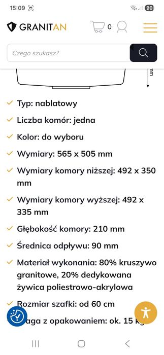 Zlew nowy granitowy czarny nakrapiany