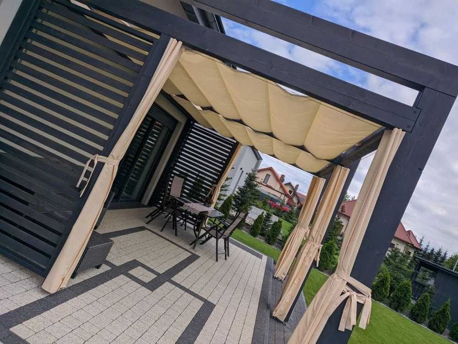 Dach rzymski materiałowy roleta zewnętrzna tarasowa do pergoli