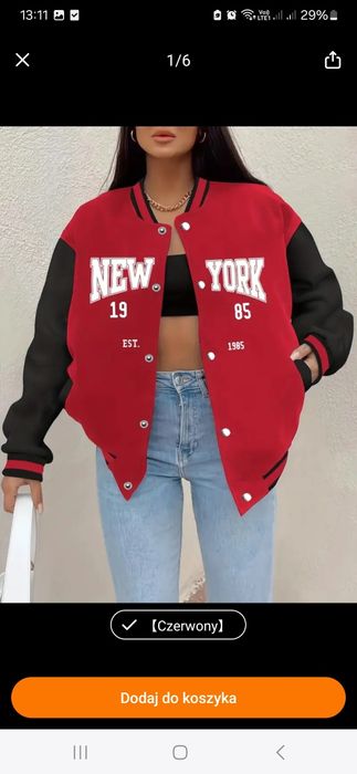 Bejsbolówka r M/L bluza kurtka katana rozpinana czerwona bomberka