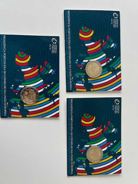 conjunto com 21 set de moedas de euro