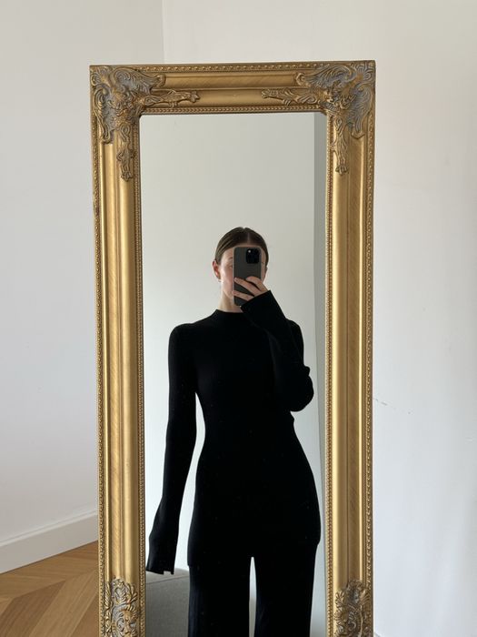 RAEY czarny półgolf w prążek M 38 100% wełna COS Chunky