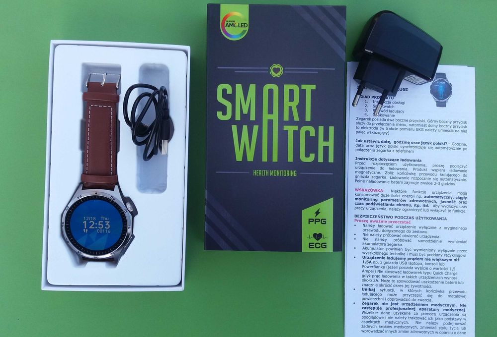 Smartwatch 2025 zegarek pomiary EKG ciśnieniomierz glukoza inne amoled