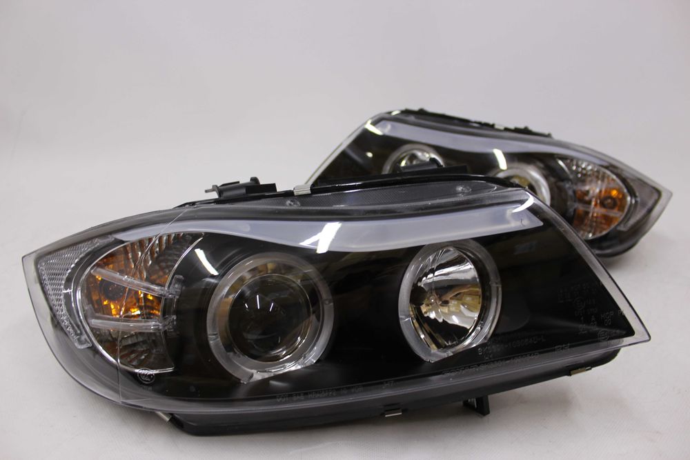 Lampy przednie przód BMW E90 05-11 RINGI Black LED Angels Eyes SMOKE