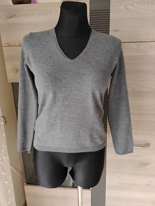 Szary cienki sweterek z wełny Rene Lezard r. 36 38