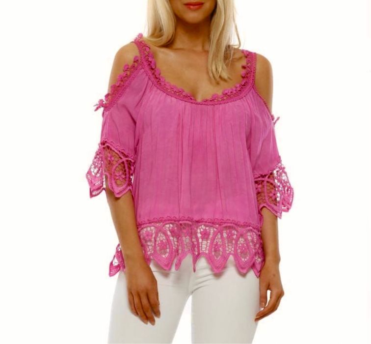 Итальянская розовая pink блуза M oversize майка топ