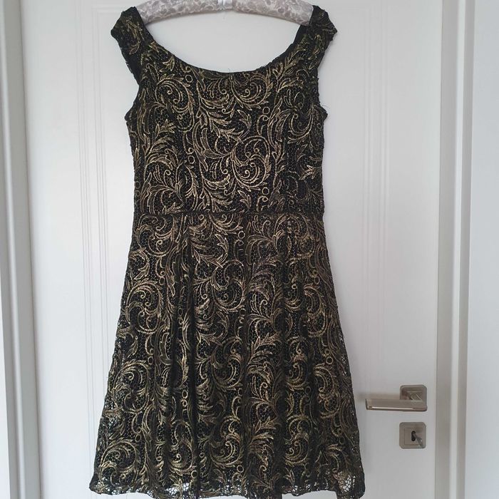 Sukienka elegancka czarno-złota roz.38