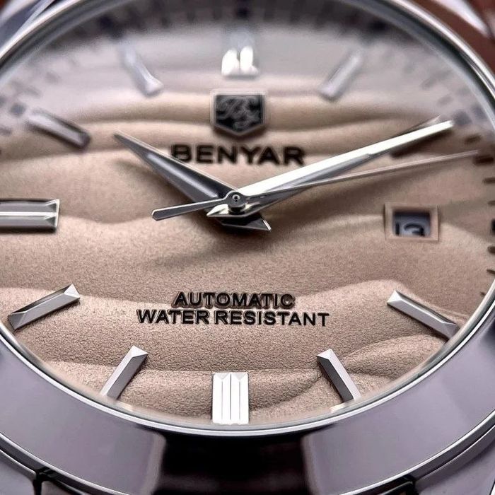 Годинник Benyar у стилі Wave Dial Yellow: Механічний з автопідзаводом, Сталевий