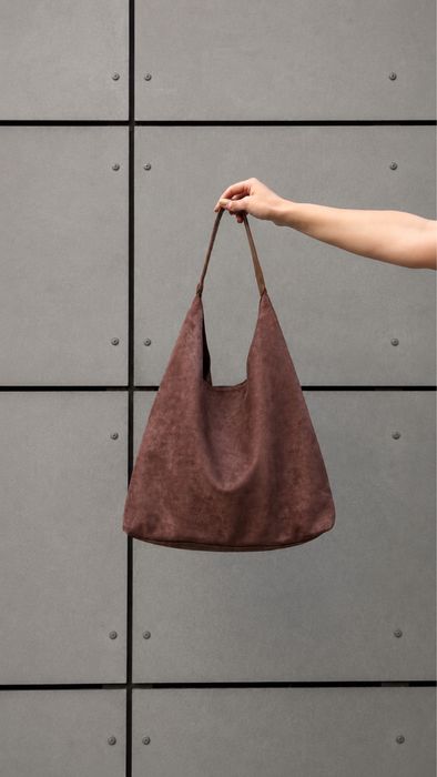 Duża brązowa torba zamszowa | shopper