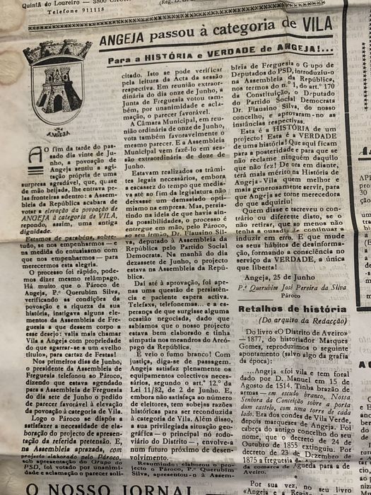 Medalha Angeja + Jornal ECOS de Cacia 1991