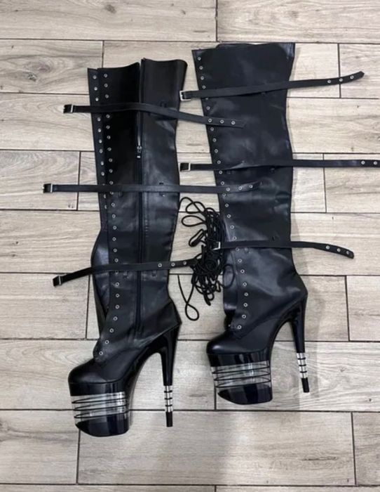 138/ OD RĘKI 44 kozaki kozaczki Trans Crossdress czarny mat 21 cm