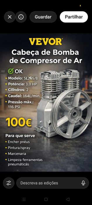 Compressor 100€×2 Cabeça. Oportunidade