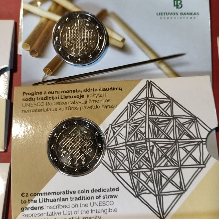 Moeda Coincard Lituânia 2024 , jardins de palha