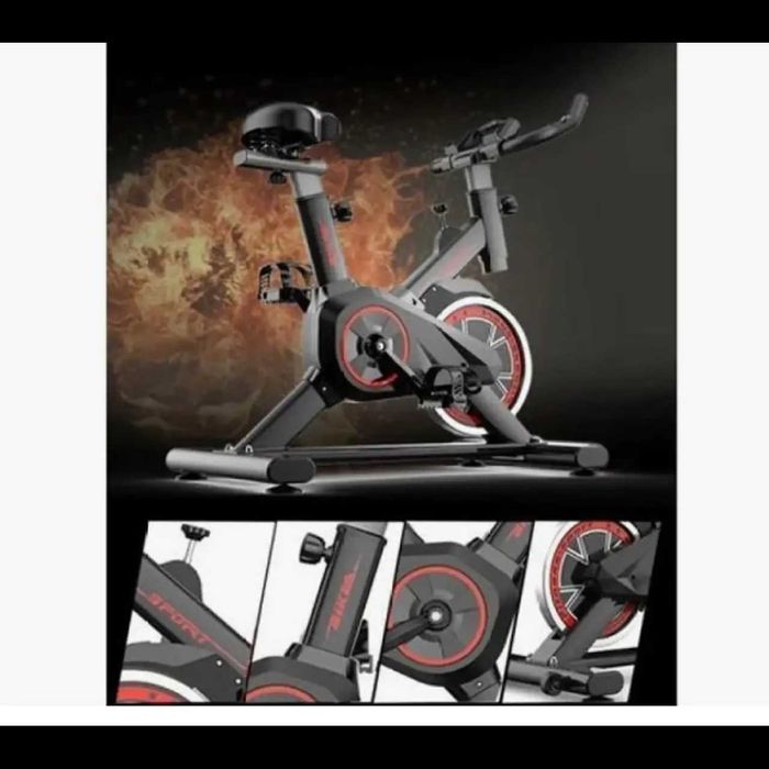 D48-Bicicleta estática indoor, volante 10 kg, ajustável, max 150 kg