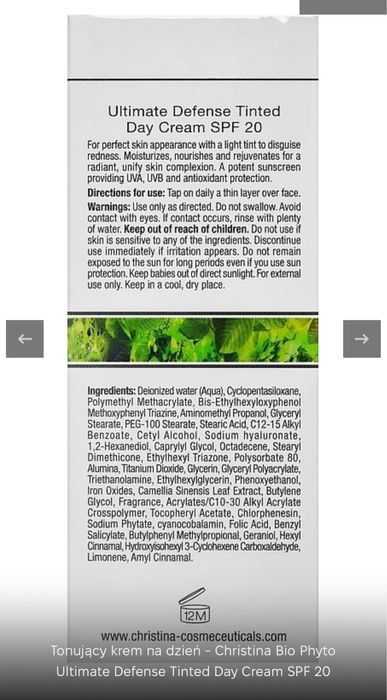 Tonujący krem na dzień SPF 20 Christina professional tinted