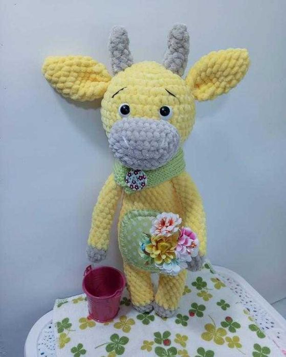 Новая вязаная Мягкая игрушка Prezzzent_ Бычок Мякиш Hand Made 38 см