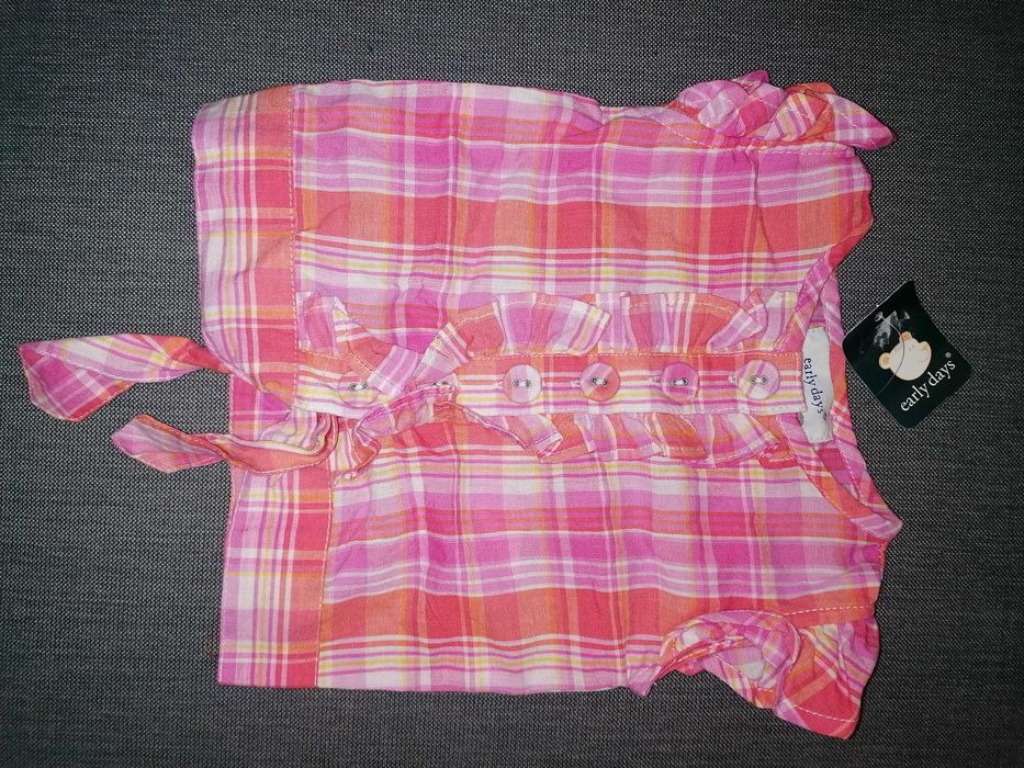 Koszula w kratę, wiązana, Early Days, NOWA, r. 12-18 m-cy