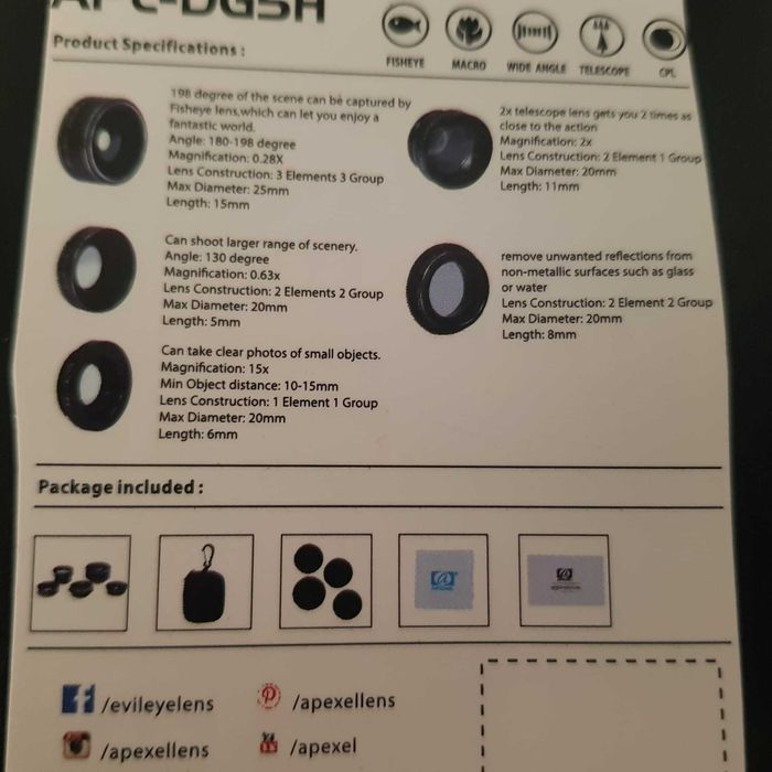 Kit novo de 5 Lentes compátivel para qualquer Smartphone