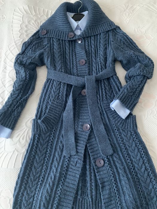 Светер-кардиган шерсть жіночий подовжений на ґудзиках, s-m