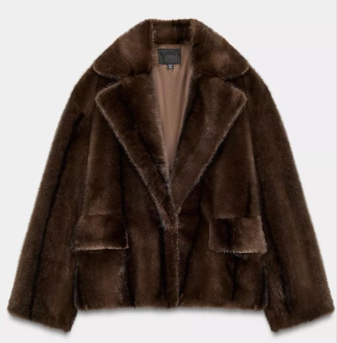 Шуба полушубок Зара Zara під норку розмір L