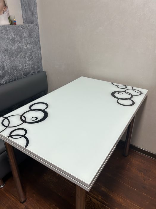 Стіл в кухню білий 110см+вставки бокові +60см в розкладеному вигляді