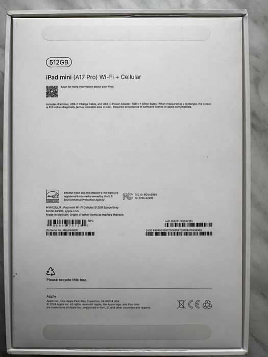 iPad mini 7 (А17 Pro) 512GB Wi-Fi + Cellular 512GB (MYHC3), ідеальний стан, на гарантії, максимальні х-ки