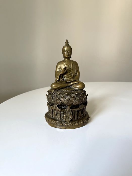 Budda Gautama Mosiądz Mudra Witarka 18cm Vintage