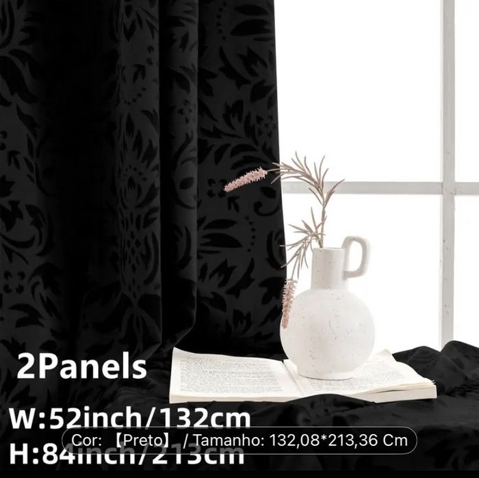 Cortinados veludo preto - novos