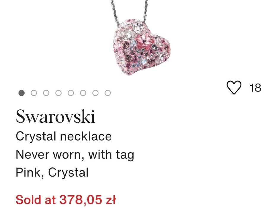 Swarovski oryginał naszyjnik serce
