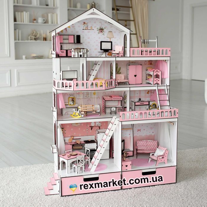 Величезний ляльковий будинок ЛОЛ Барбі вітальня у подарунок, дом куклы